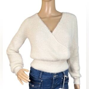 DEREK HEART Surplice-neck Long Sleeve Sweater